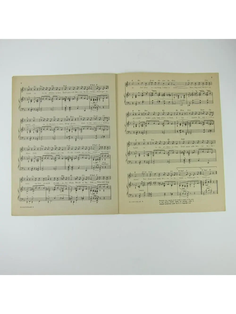 Sheet Music Accentuate Ac-Cent-Tchu-Ate the Positive Bing Crosby, Hutton 1944